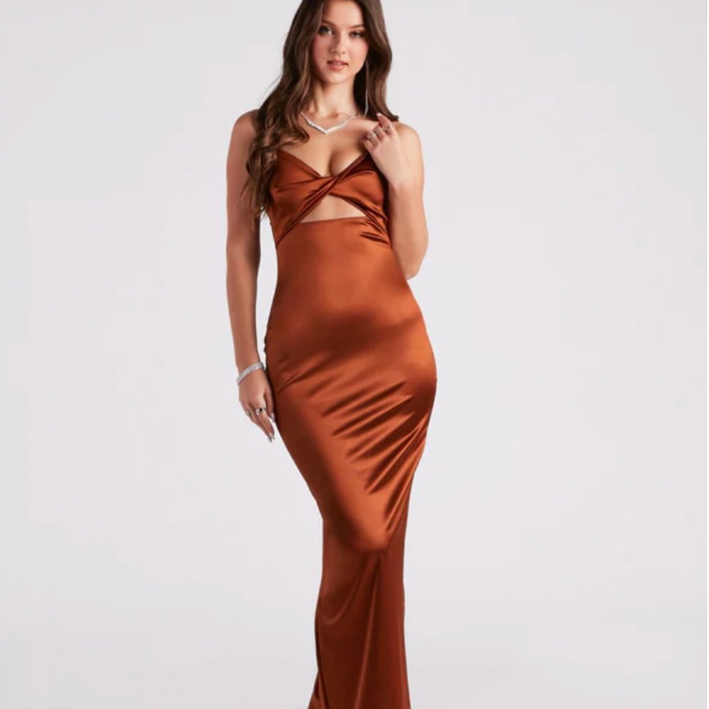 Windsor Long formal dress, copper/brown, small